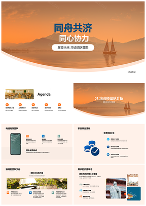 同心同舟扬帆团队文化展成效PPT模板