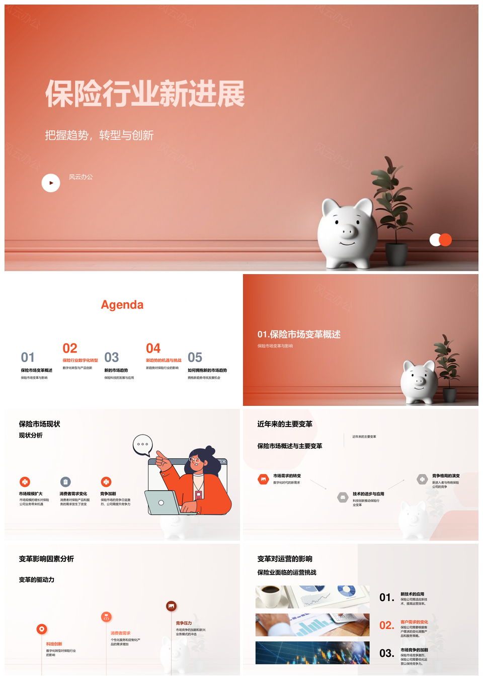 保险行业数字化转型创新趋势PPT模板