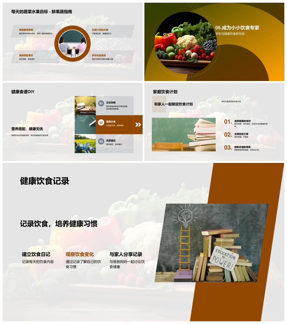 儿童健康营养饮食指南低糖蔬果避糖陷阱PPT模板