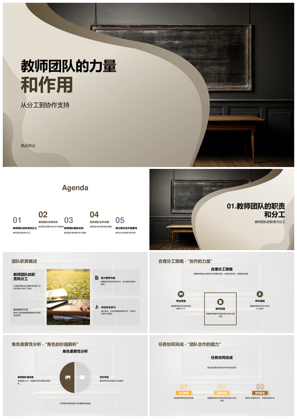 教师团队分工协作教学主管引领教育培训职责PPT模板
