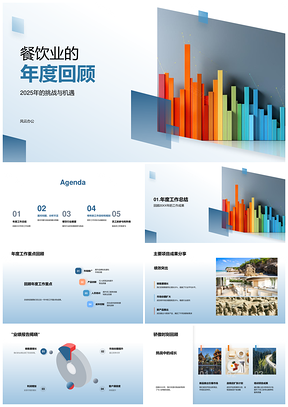 2025餐饮业年度回顾挑战机遇项目业绩荣誉改进餐桌设置PPT模板