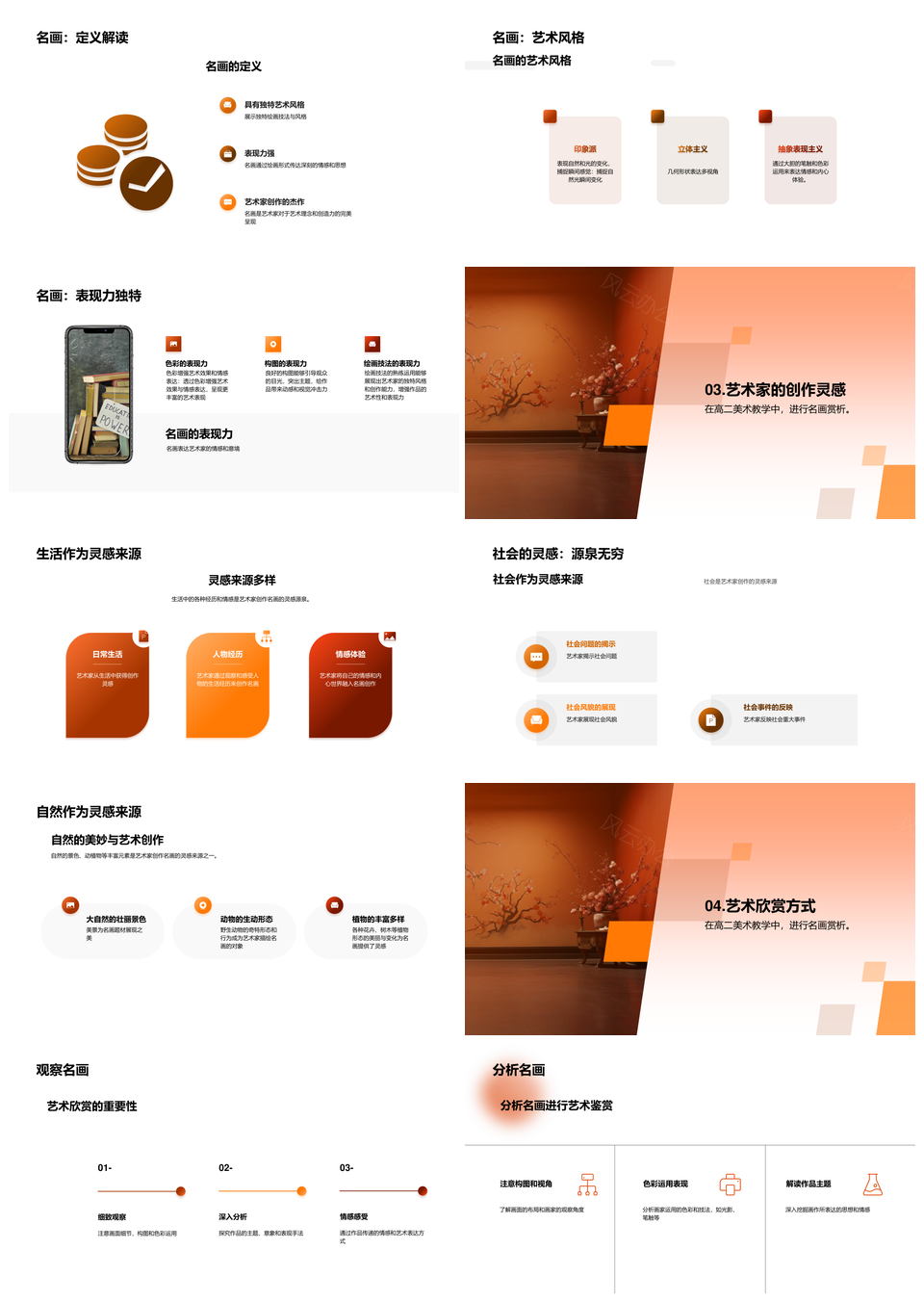 高二美术名画艺术赏析与艺术史教学PPT模板