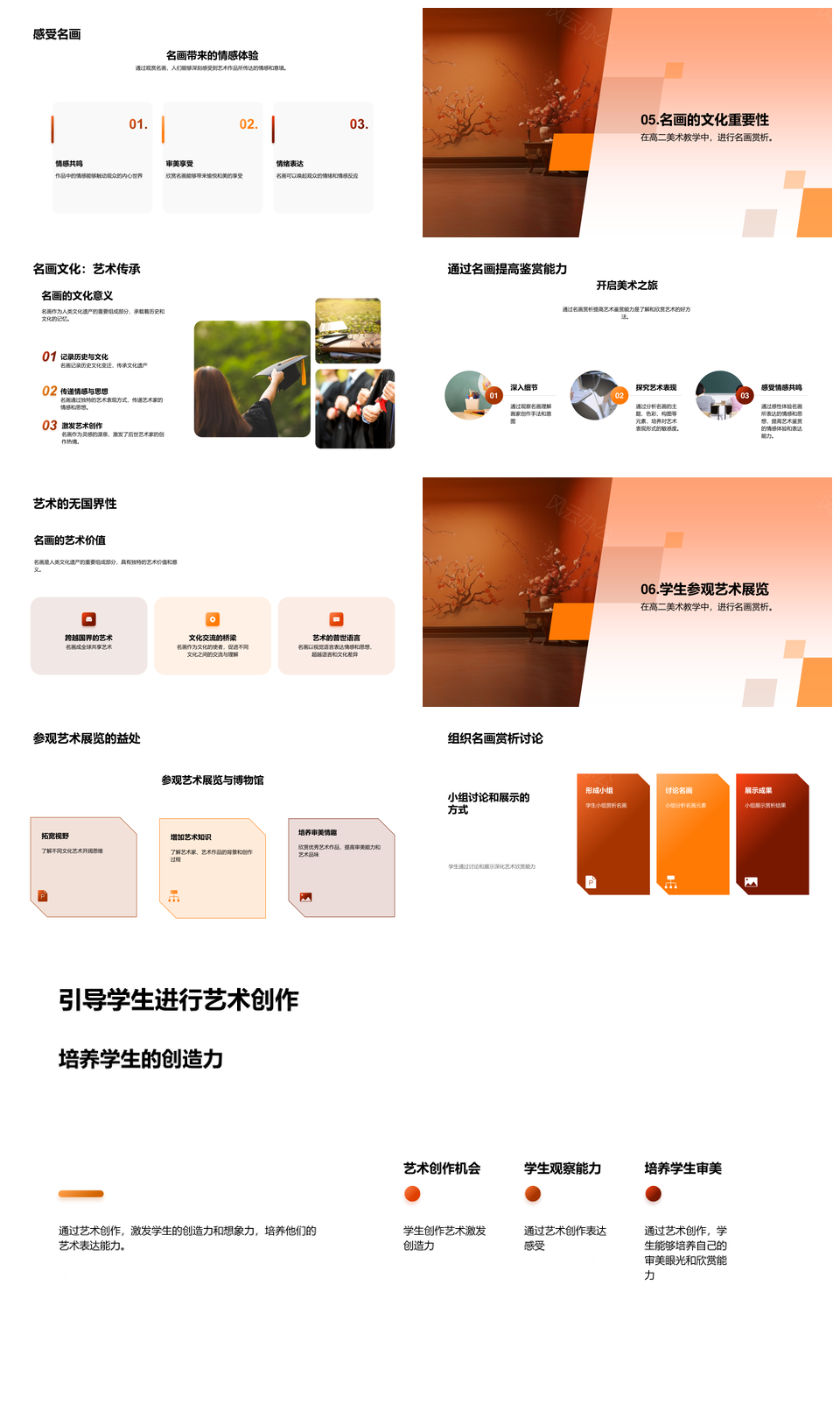 高二美术名画艺术赏析与艺术史教学PPT模板