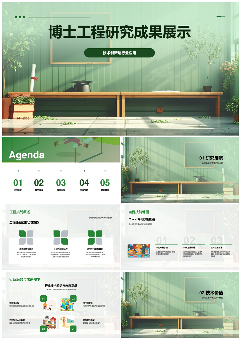 博士工程技术趋势创新应用研究成果PPT模板