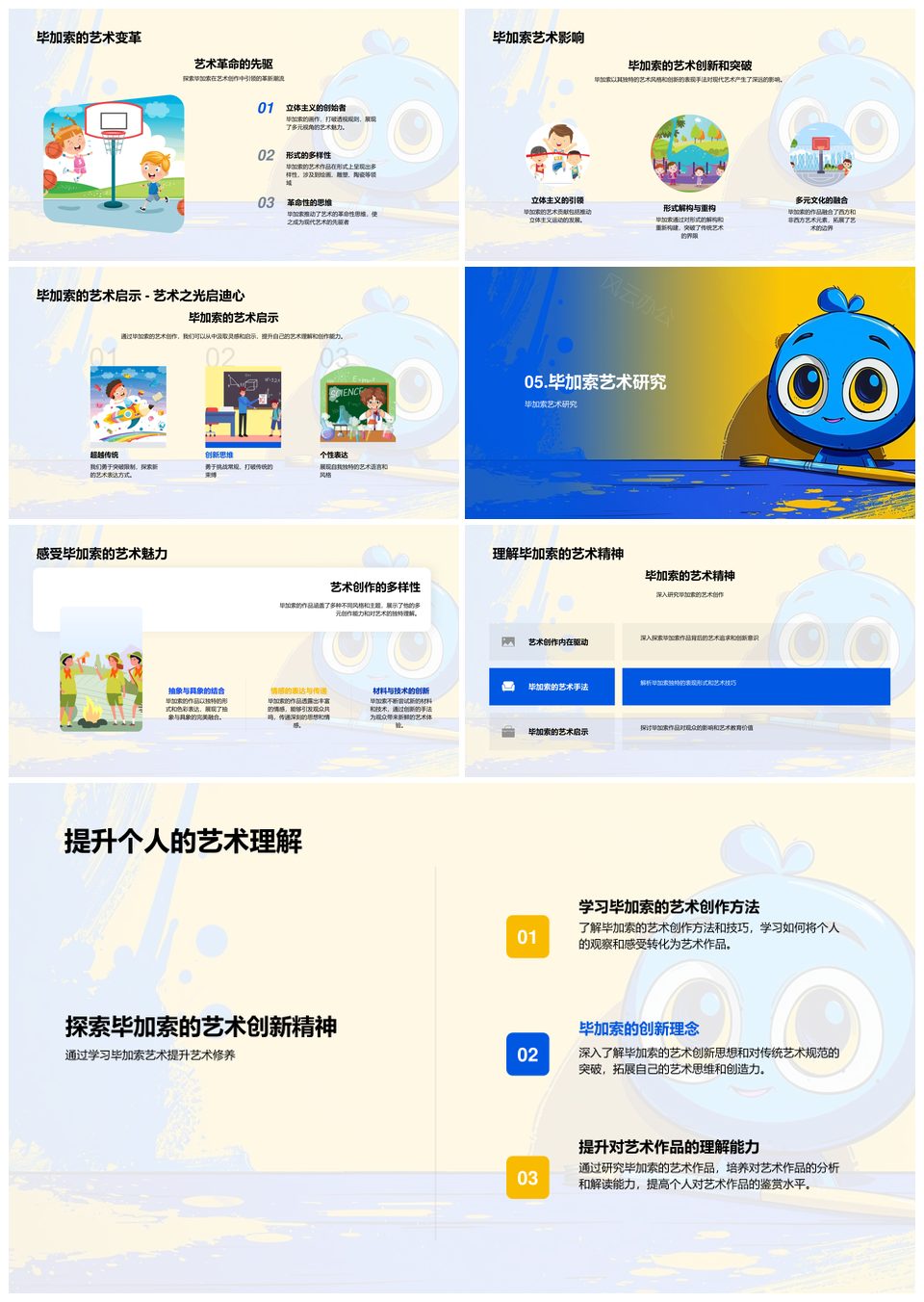 毕加索立体主义艺术成就与创新解析PPT模板