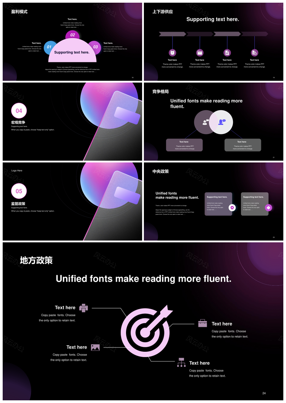 紫色渐变炫酷简约工作总结报告PPT模板