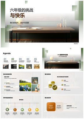 2025六年级成长挑战快乐班级活动回顾反思PPT模板