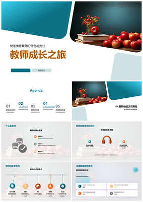 教师成长之旅角色职责魅力挑战黑板PPT模板