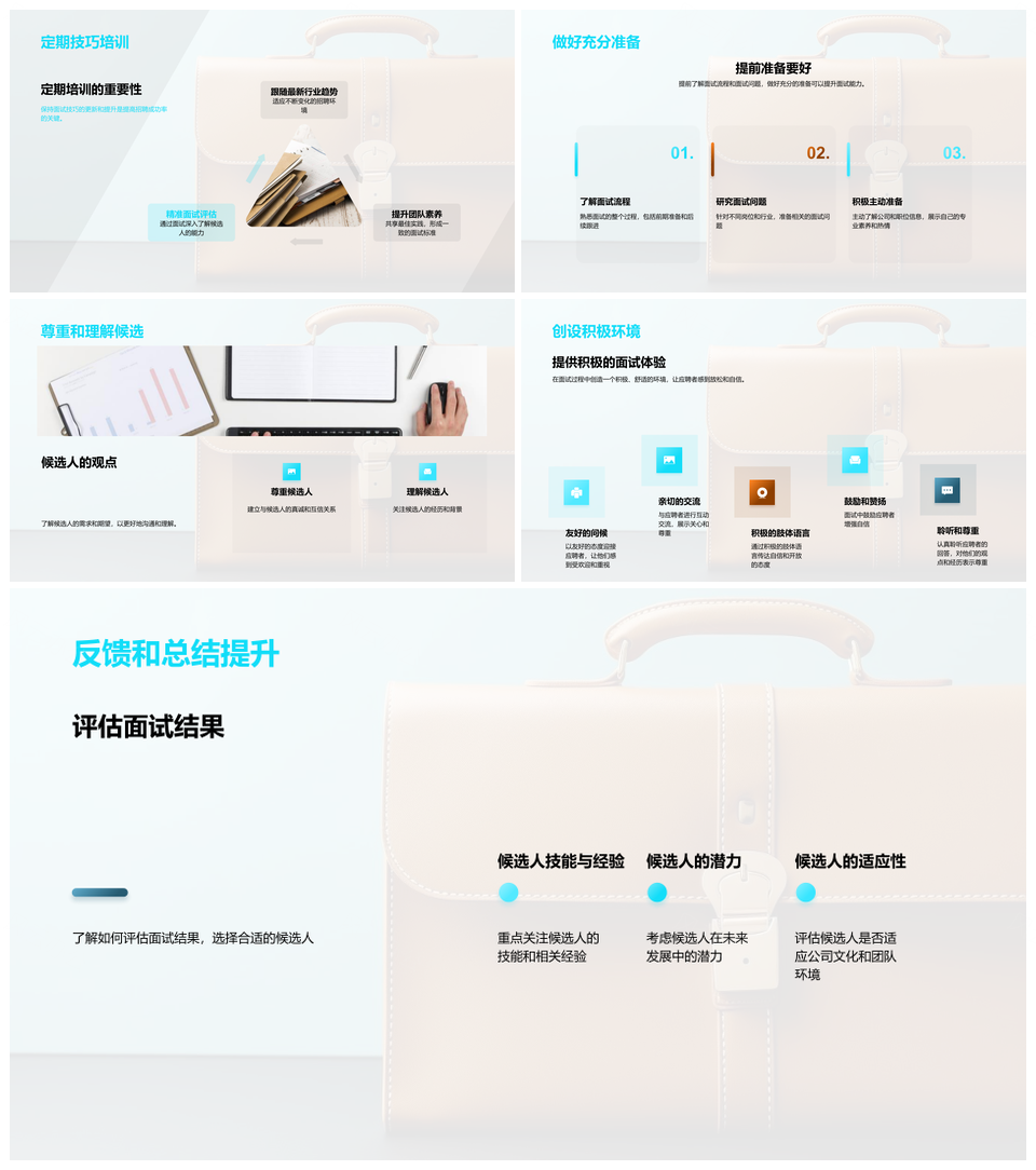 面试技巧全流程应对紧张反问公文包PPT模板
