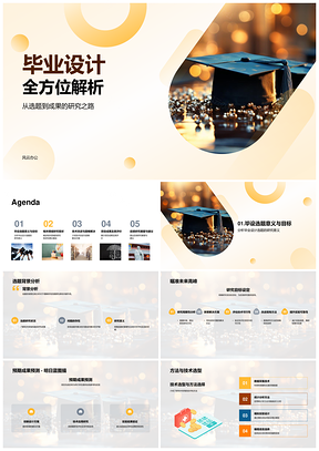 毕业设计选题背景意义新技术方法改进毕业帽PPT模板