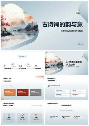 古诗词韵意解析与诗人背景教学PPT模板
