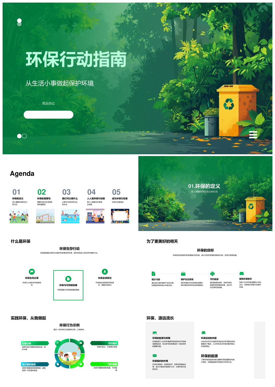 2025环保行动指南生活节约资源垃圾分类教育PPT模板