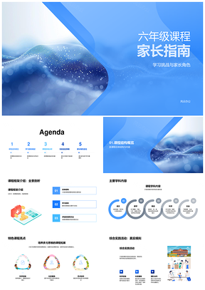 六年级家长课程指南结构目标挑战评估策略影响PPT模板