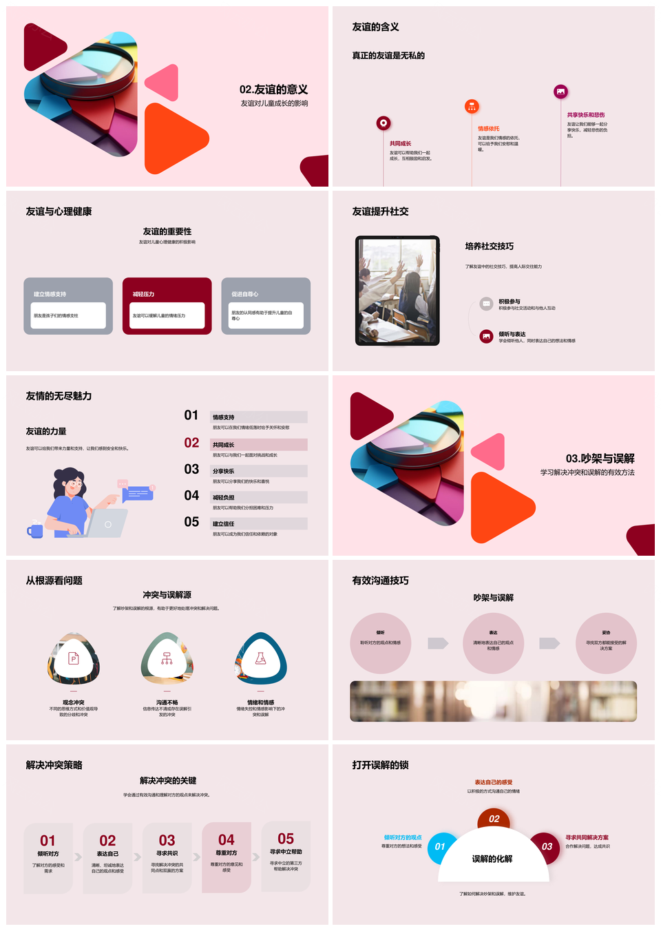 儿童友谊心理健康教育社交技巧冲突解决PPT模板