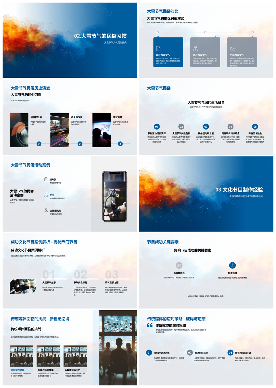 大雪节气传统媒体民俗文化节目策划传播PPT模板