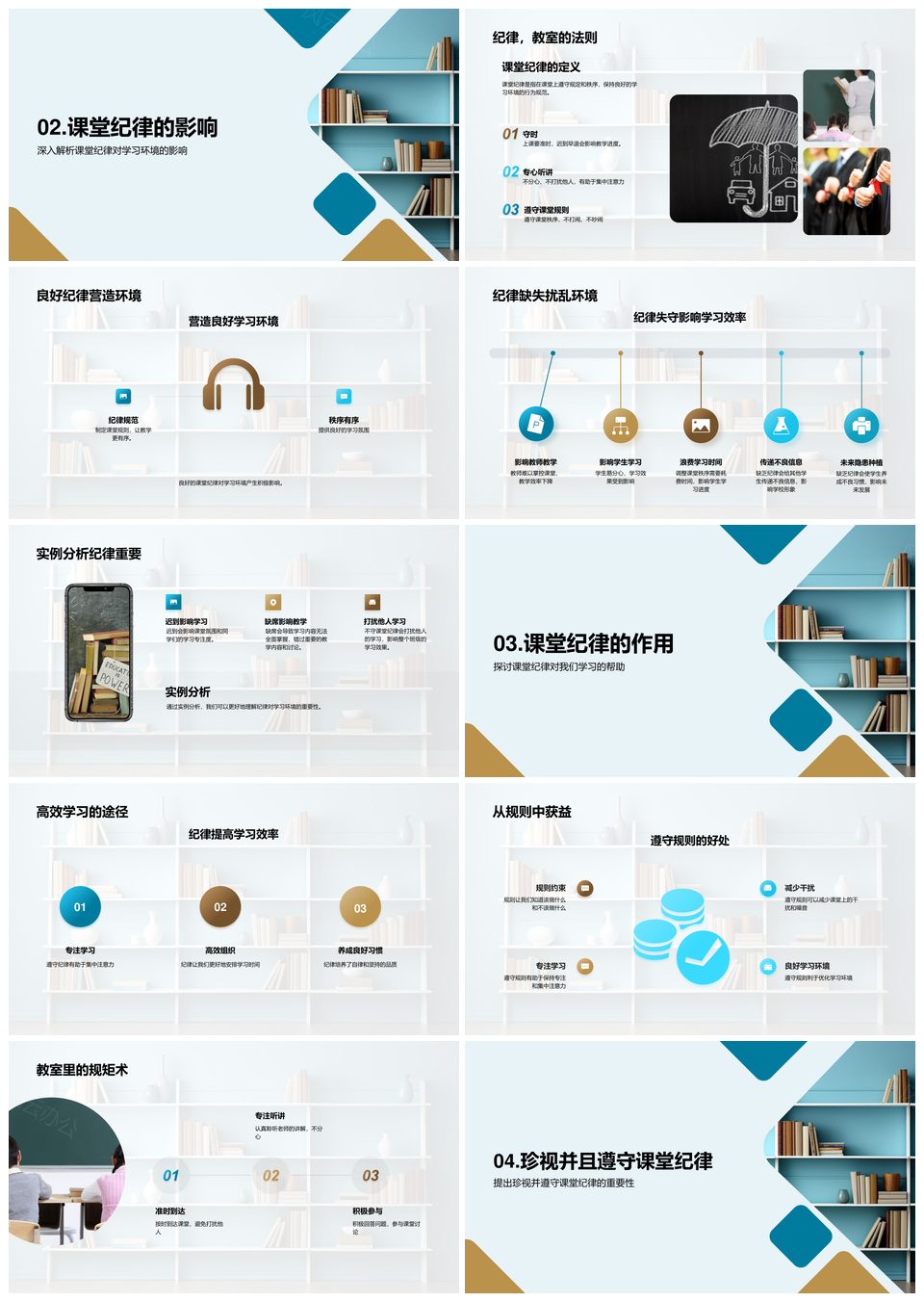 课堂纪律学习环境影响学习效果PPT模板