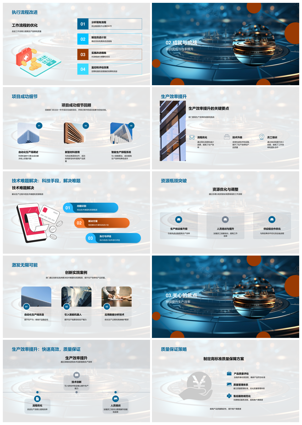 2025机械生产部门年度总结展望齿轮效率提升PPT模板