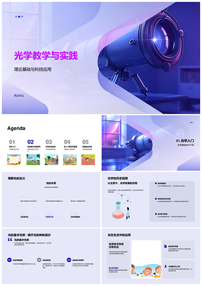 光学反射折射干涉与光纤激光成像教学PPT模板
