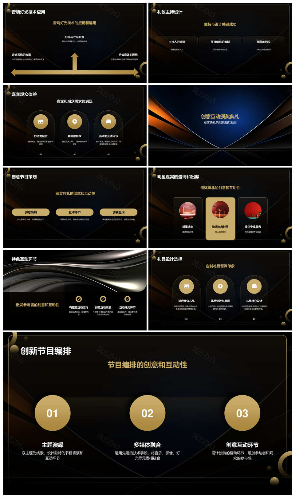 蓝金奢华星光年会颁奖盛典PPT模板