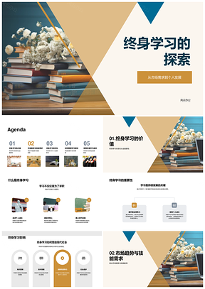 终身学习驱动发展适应就业市场需求技能PPT模板