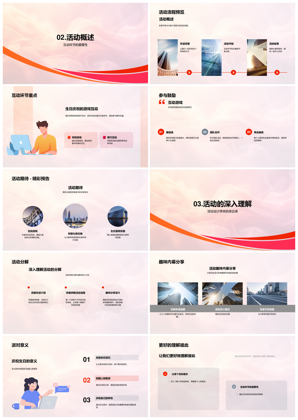 生日宴会活动设计主角视角派对互动个性趣味内幕PPT模板