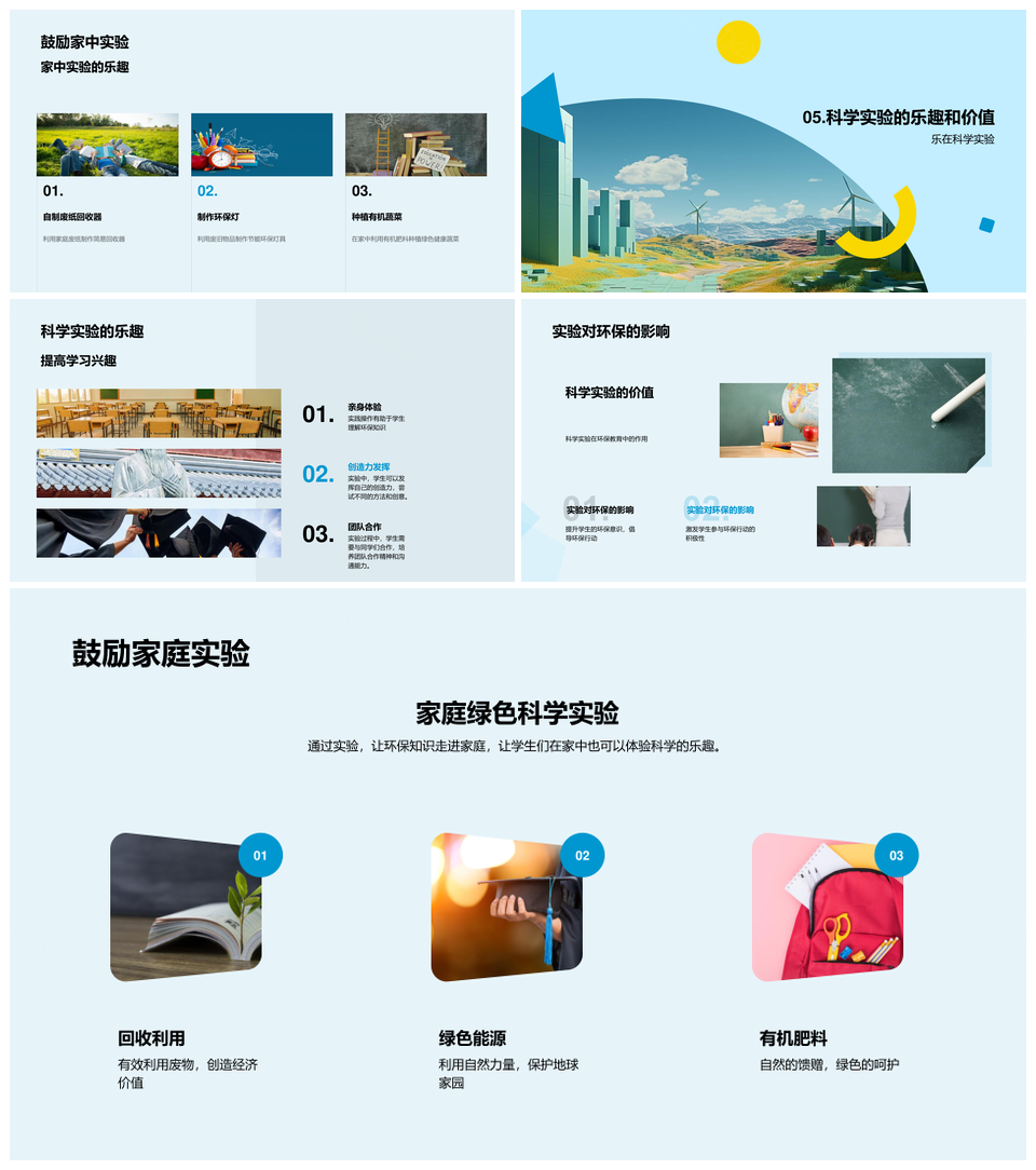 环保科学实验揭秘废纸回收纸浆风力发电有机肥料PPT模板