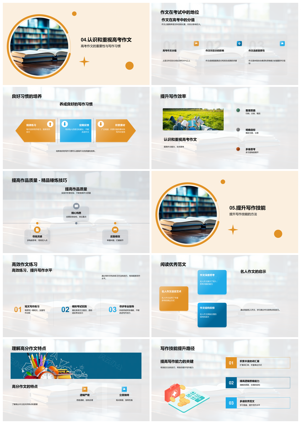 高考作文高分攻略题型评分素材技巧逻辑写作练习书PPT模板