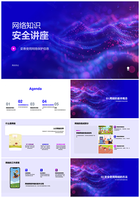 网络知识安全讲座网络组成与个人信息防护PPT模板