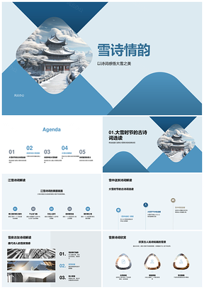 江雪诗词大雪中的孤独情韵象征PPT模板