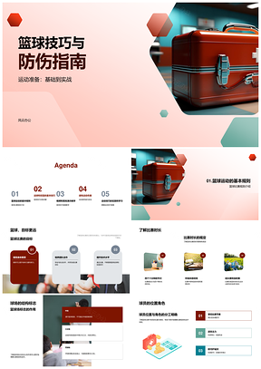 篮球技巧防伤处理与热身准备指南PPT模板