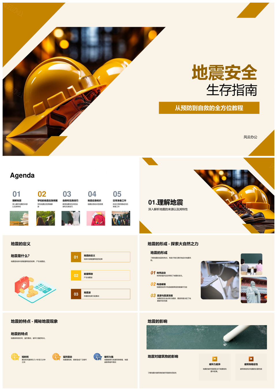 地震安全自救应急三个一原则演练指南PPT模板
