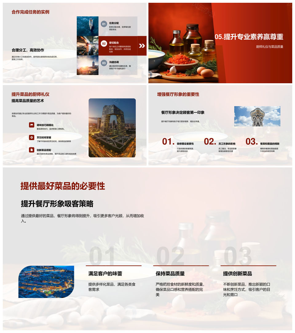 厨师技能管理营养商务礼仪协作成长PPT模板