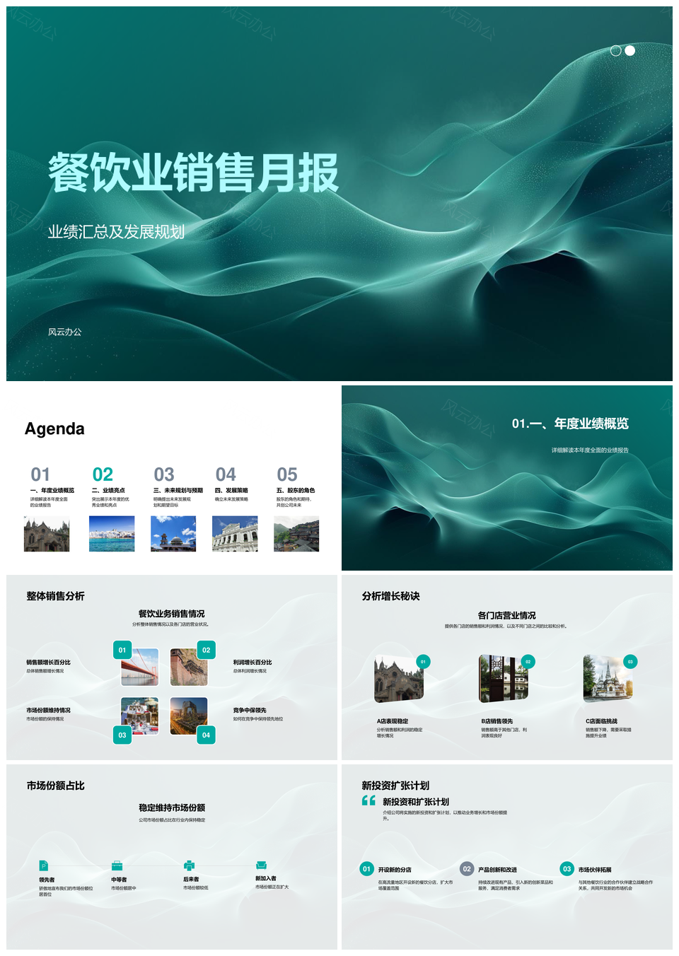 餐饮业销售月报业绩增长与扩张规划PPT模板