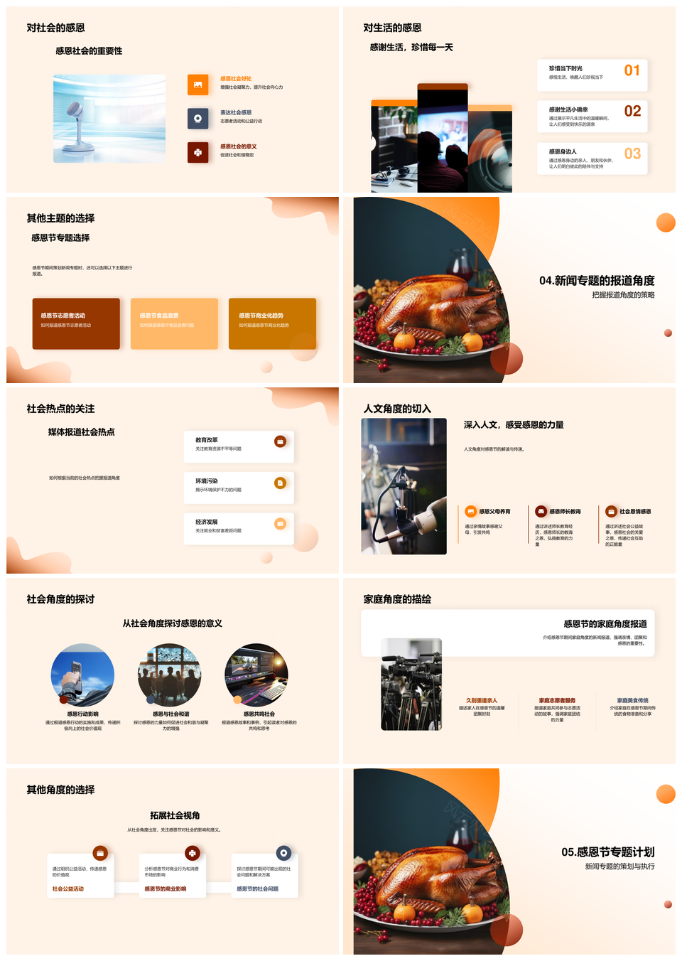 感恩节新闻策划指南热点暖心故事火鸡执行计划PPT模板