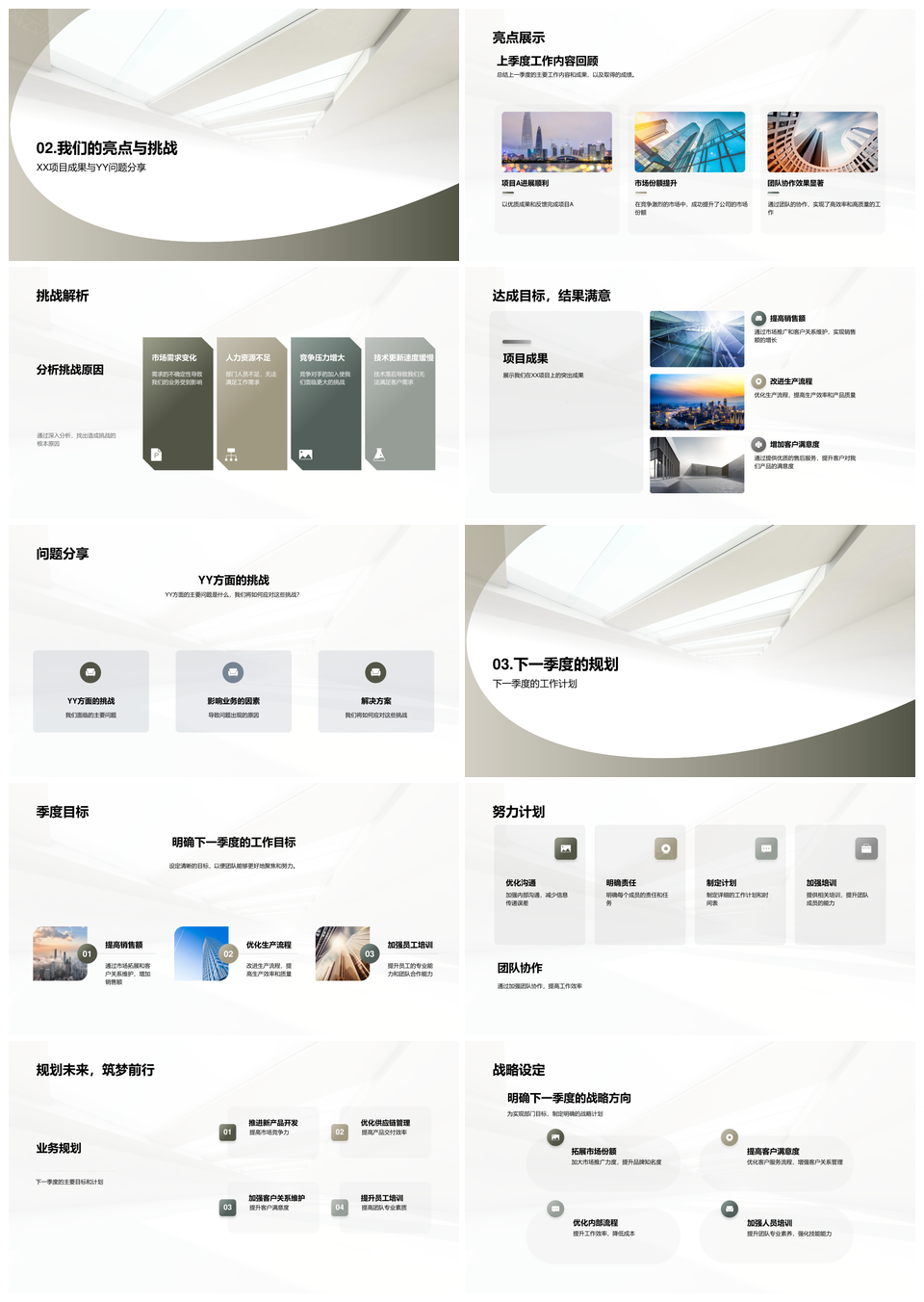部门季度总结经理汇报XX项目YY问题工作计划PPT模板