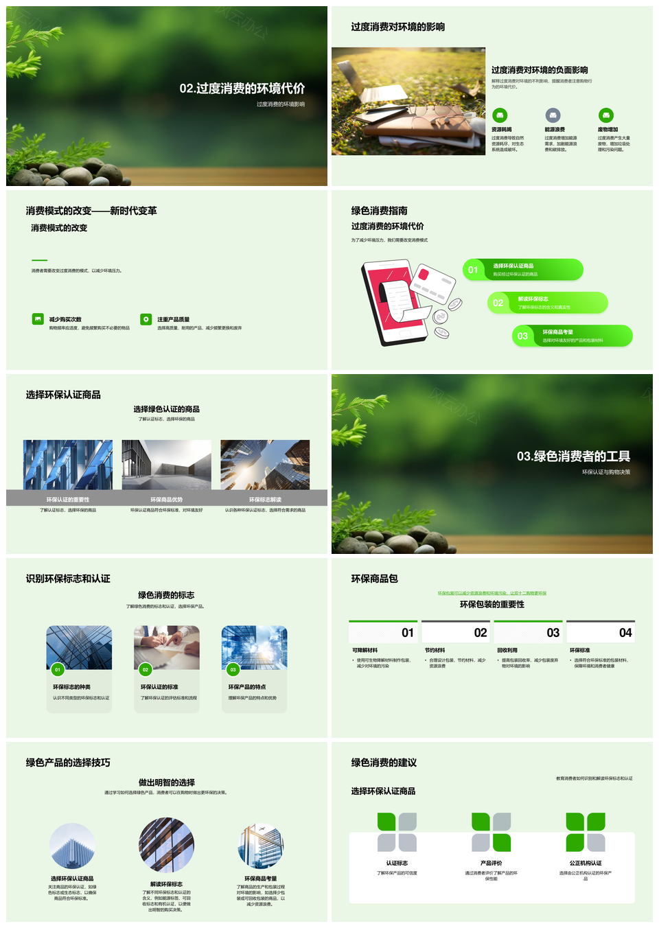 双十二绿色消费转型环保认证购物新模式PPT模板