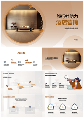 旅行社专业团队助酒店业全球营销PPT模板