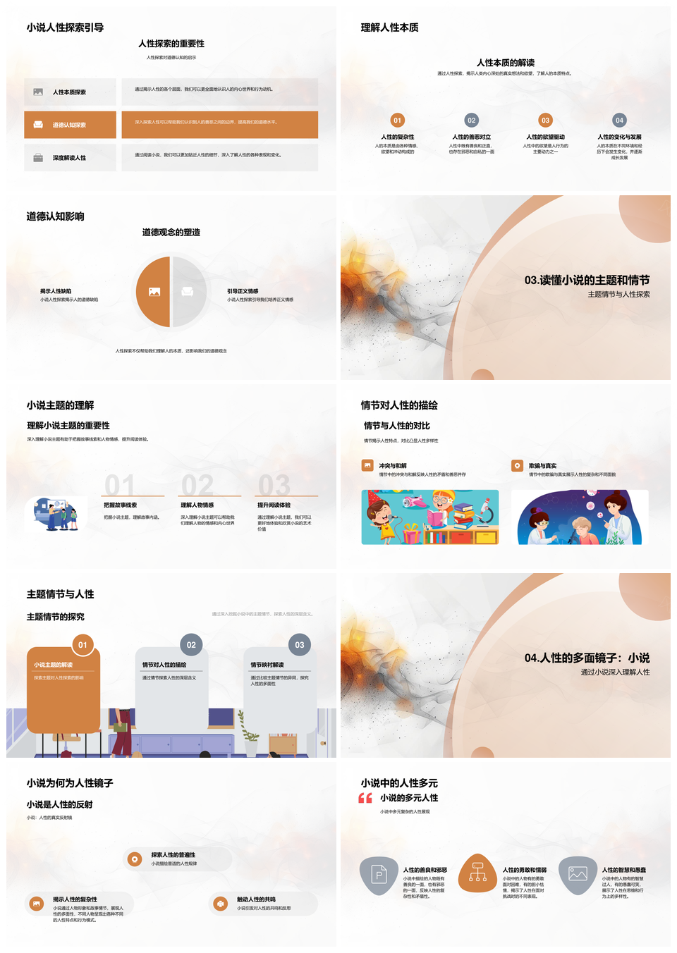 2025小说人性探索道德思辨主题情节镜子PPT模板