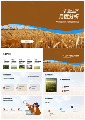 农业生产月度目标挑战与小麦田解决措施PPT模板