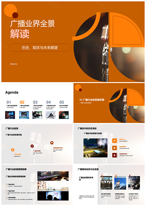 广播业趋势挑战策略与数字化复古风解读PPT模板