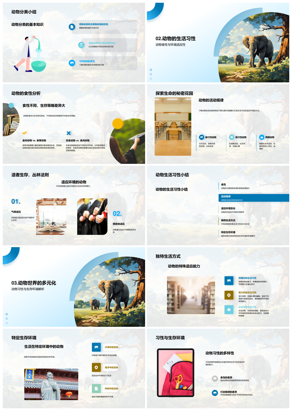 动物王国分类温血冷血习性食性丛林PPT模板
