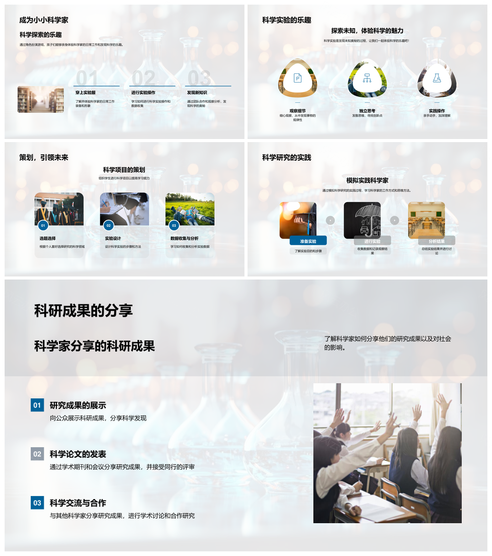 科学家实验室田野国际科研探索发现PPT模板