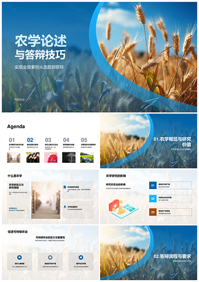 农学研究答辩策略与可持续麦田方法PPT模板