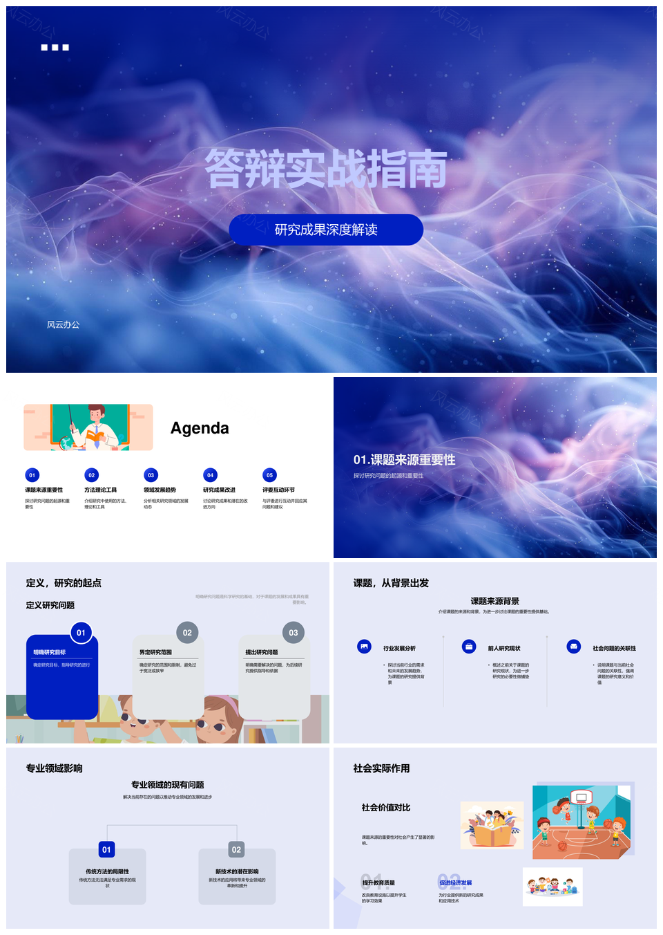 答辩实战指南课题背景成果方法工具趋势解析PPT模板