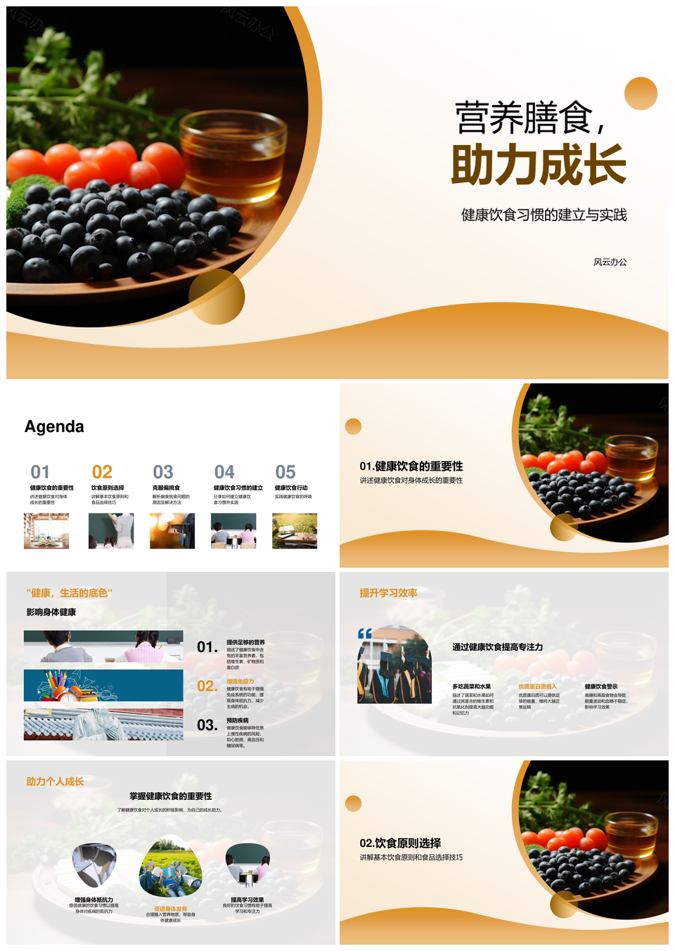 营养膳食平衡饮食健康习惯助成长PPT模板