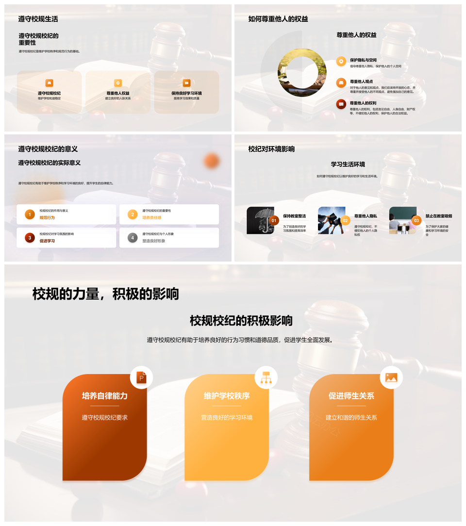 校规法律守护学生权益德法智慧PPT模板