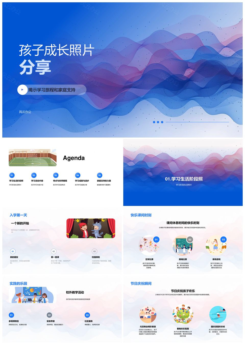 孩童成长学习旅程家庭支持成就兴趣展现PPT模板