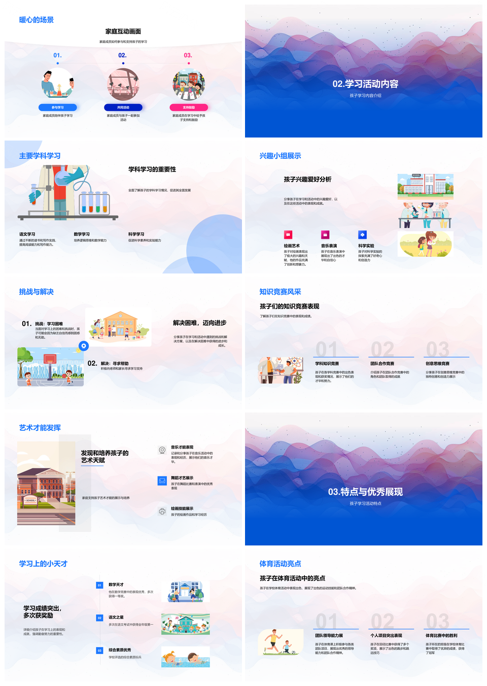 孩童成长学习旅程家庭支持成就兴趣展现PPT模板