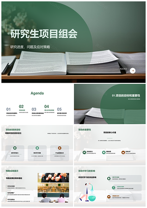 研究生组会共享提效研进展问题策略目标成果毕业PPT模板