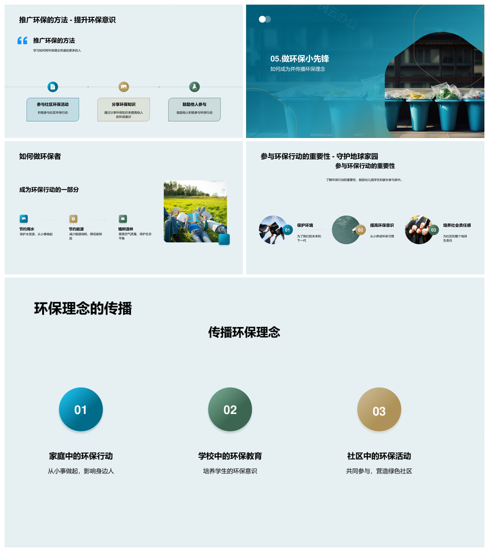 小绿手环环保小卫士垃圾分类教育行动PPT模板